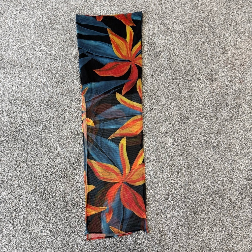 Louisa Ballou Floral Print Mesh Maxi Sheer Skirt Beach Resort Vacay Women’s XS - Picture 3 of 12